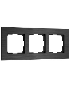 Рамка для розетки выключателя из металла на 3 поста AluMax W0033508 черный алюминий Werkel
