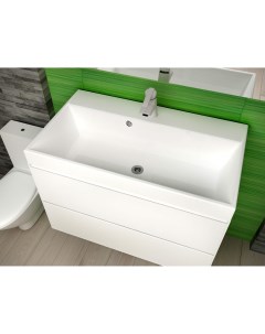 Мебельная раковина в ванную Слим 80 белая накладная 800 450 Aqua trends