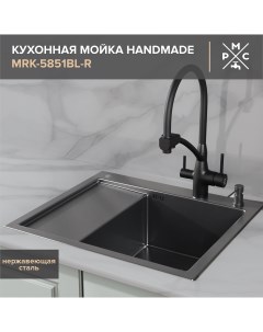 Кухонная мойка РМС MRK 5851BL R с левым крылом дозатор Ростовская мануфактура сантехники
