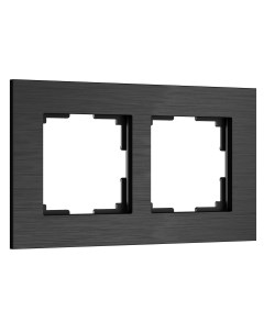 Рамка для розетки выключателя из металла на 2 поста AluMax W0023508 черный алюминий Werkel