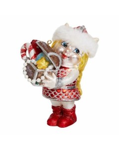 Елочная игрушка Девочка викинг и сундук с сокровищами 7 5х7 5х11см Holiday classics
