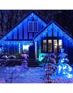 Гирлянда новогодняя светодиодная бахрома уличная 58092С на дом Синий 12м Nobrand