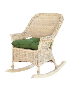 Кресло качалка white wash с подушками зеленое 115 x 55 x 100 см Rattan grand