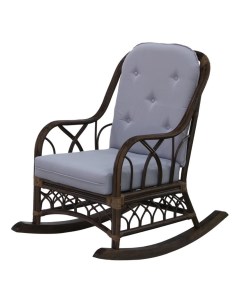 Кресло качалка Dark brown с подушками серое Rattan grand