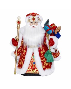 Сувенир новогодний Дед Мороз в красной шубе с мешком подарков музыкальный Miland