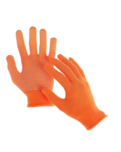 Перчатки х б с нейлоновой нитью с ПВХ точками размер 8 оранжевые Точка Greengo