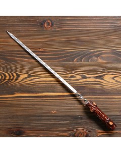 Шампур с деревянной ручкой Пенек металл 3 мм ширина 12 мм рабочая длина 40 см Nobrand