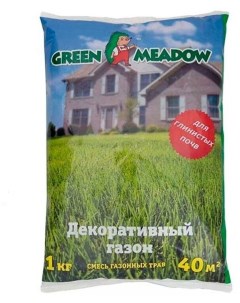 ДЕКОРАТИВНЫЙ ГАЗОН ДЛЯ ГЛИНИСТЫХ ПОЧВ 1 кг упаковка 20 шт Green meadow