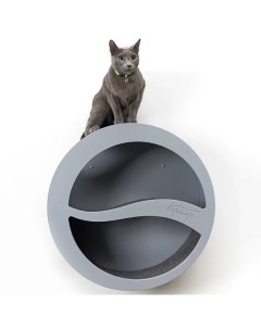 Домик для кошек с когтеточкой настенный круглый серый мдф 62 х 25 х 62 см Котомото