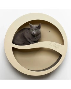 Домик для кошек с когтеточкой настенный круглый бежевый мдф 62 х 25 х 62 см Котомото