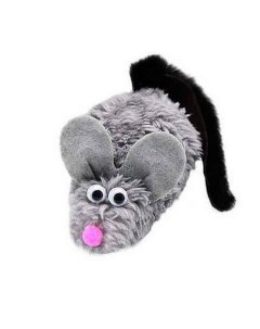 Игрушка для кошек фигурка Мышь Полевка с хвостом из норки серая Gosi