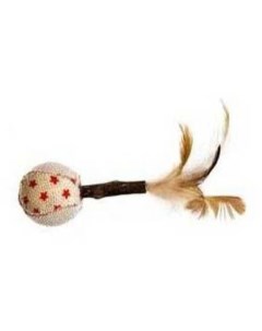 Игрушка для кошек дразнилка из лозы на шаре из пакли с перьями 91 мм Papillon