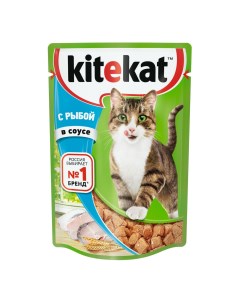 Влажный корм для кошек с сочными кусочками рыбы в соусе 85 г Kitekat