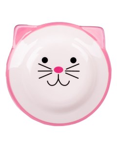 Миска для кошек Мордочка кошки с ушками керамическая розовая 150 мл Mr.kranch