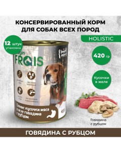 Консервы для собак HOLISTIC кусочки с говядиной и рубцом 12шт по 420г Frais