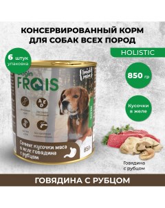 Консервы для собак Holistic Dog мясные кусочки говядина с рубцом 6шт по 850г Frais