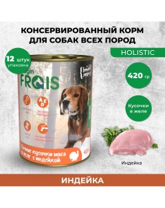 Консервы для собак HOLISTIC DOG мясные кусочки с индейкой 12шт по 420г Frais