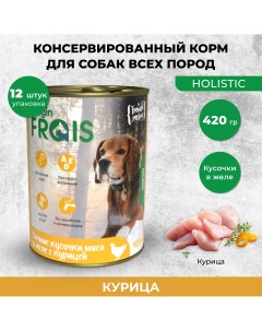 Консервы для собак HOLISTIC DOG мясные кусочки с курицей 12шт по 420г Frais
