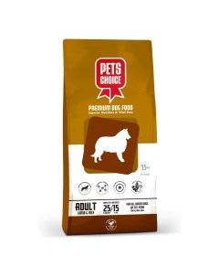 Сухой корм с ягненком и рисом для взрослых собак всех пород 15 кг Pet's choice