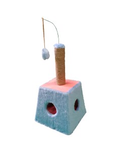 Комплекс для кошек домик пирамидка розово голубой 26х26х65см Nobrand