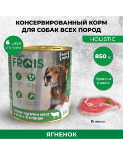 Консервы для собак Holistic мясные кусочки с ягненком 6 шт по 850 г Frais
