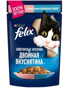 Влажный корм для кошек Аппетитные кусочки с лососем и форелью 75 г Felix