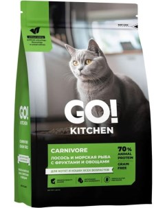 Сухой корм для кошек для всех возрастов с лососем и морской рыбой 7 26 кг Go kitchen