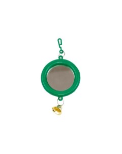Игрушка для птиц Зеркало малое круглое с колокольчиком изумрудное Yami-yami