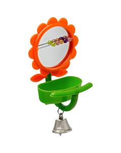 Кормушка для птиц Цветок пластмассовая с зеркалом и колокольчиком Nobrand
