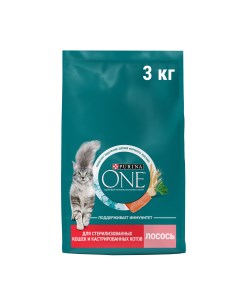 Сухой корм для кошек для стерилизованных и кастрированных с лососем 3 кг Purina one