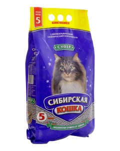 Комкующийся наполнитель Супер бентонитовый 5 л Сибирская кошка