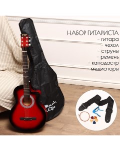 Набор гитариста 10375866 ML 50A RD гитара чехол струны ремень каподастр Music life