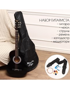 Набор гитариста 10375865 ML 50A BK гитара чехол струны ремень каподастр Music life