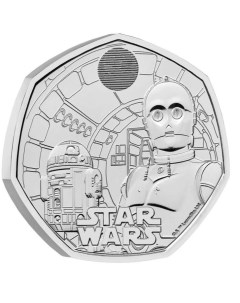 Монета 50 пенсов Звездные воины R2 D2 и C 3PO Великобритания 2023 UNC Mon loisir