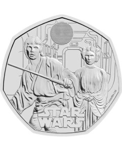 Монета 50 пенсов Звездные воины Принцесса Лея и Люк Скайуокер Великобритания 2023 UNC Mon loisir