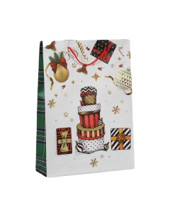 Пакет подарочный 33 x 10 5 x 45 см Decoro scozzese Due esse christmas