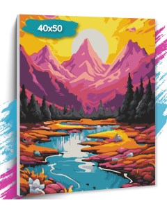 Картина по номерам Красочный закат GK0181 Холст на подрамнике 40х50 см Tt