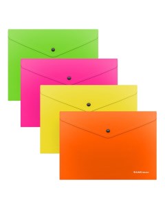 Папка конверт на кнопке B5 Glossy Neon в ассортименте цвет по наличию Erich krause