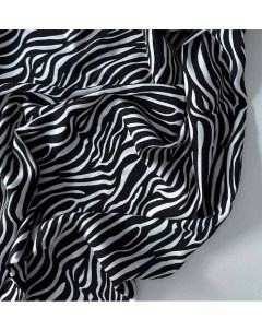 Ткань штапель зебра 03730 крупный принт чёрный белый отрез 100x144 см Mamima fabric