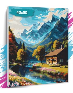 Картина по номерам В горах GK0232 Холст на подрамнике 40х50 см Tt