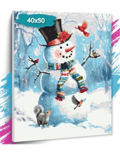 Картина по номерам Снеговик GK0238 Холст на подрамнике 40х50 см Tt