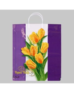 Пакет Нежные тюльпаны полиэтиленовый с пластиковой ручкой 90 мкм 38 х 44 см 5 шт Нео-пак