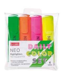 Набор текстовыделителей Neo neon 4 цвета Hatber