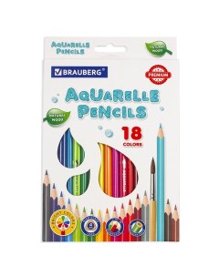Карандаши цветные акварельные Premium Aquarelle 18 цветов 181672 3 шт Brauberg
