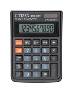 Калькулятор настольный компактный Sdc 022sr 10 разрядный черный Citizen