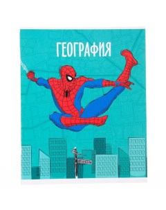 Тетрадь предметная 48 листов клетка География Человек паук Marvel