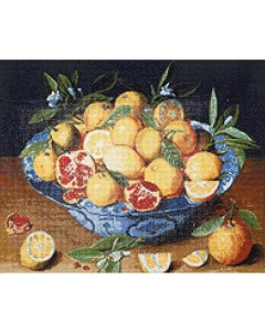 Алмазная мозаика Натюрморт с лимонами апельсинами и гранатами 50 40 1 шт Cristyle