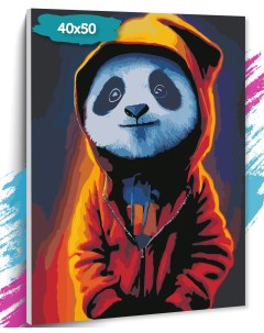 Картина по номерам Неоновая панда GK0027 холст на подрамнике 40х50 см Tt