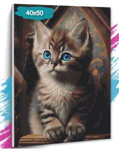 Картина по номерам Голубоглазый котик GK0071 холст на подрамнике 40х50 см Tt