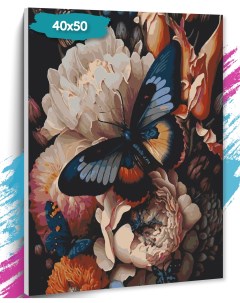 Картина по номерам Бабочка в цветах GK0064 холст на подрамнике 40х50 см Tt